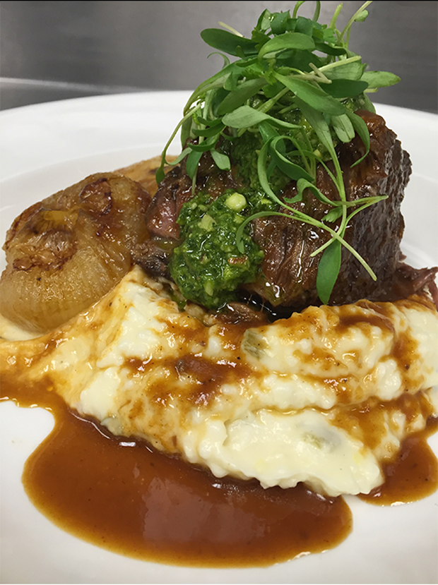 Braised Short Ribs with Jalapeño Grits and Cilantro Pesto | Edible ...