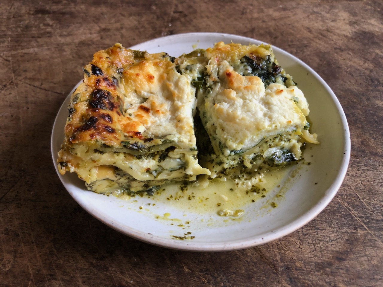 Creamy Kale Lasagna with Pesto