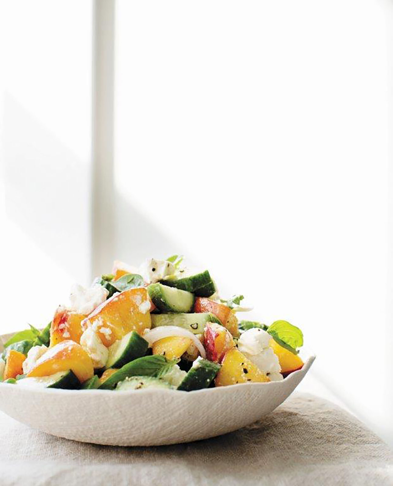 Sweet Cucumber Peach Basil Salad - Edible Nashville