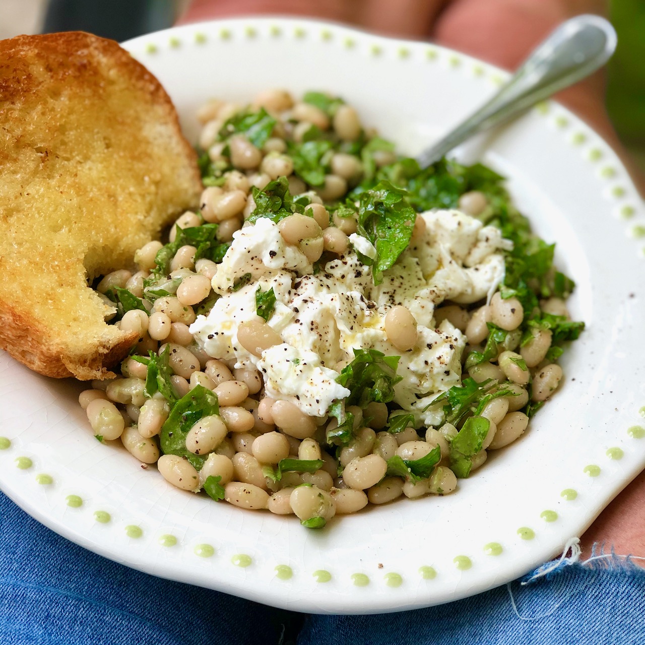 White Bean Salad with Pesto, Arugula and Burrata - Edible Nashville
