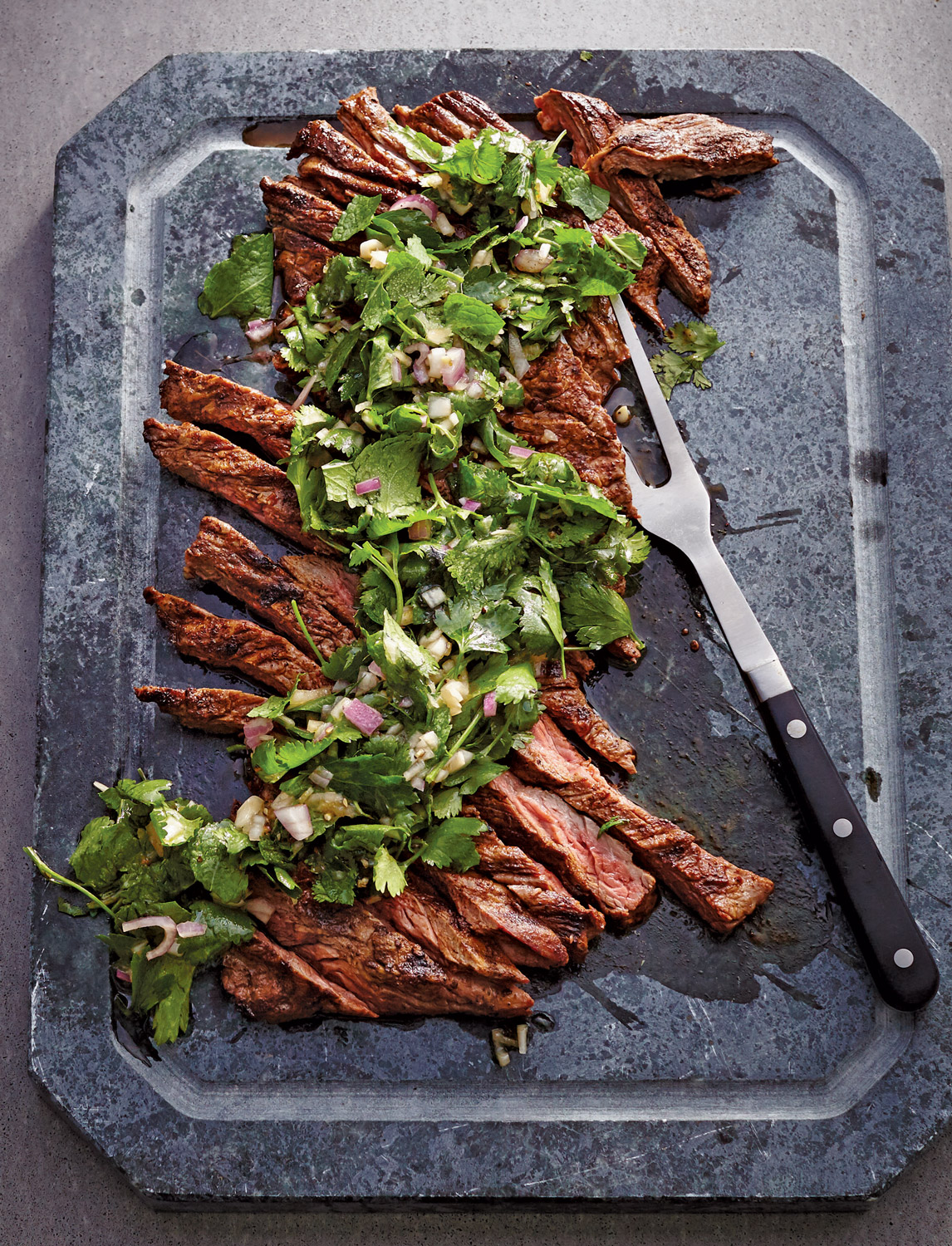 Chile-Rubbed Skirt Steak with Rustic Chimichurri - Edible Nashville