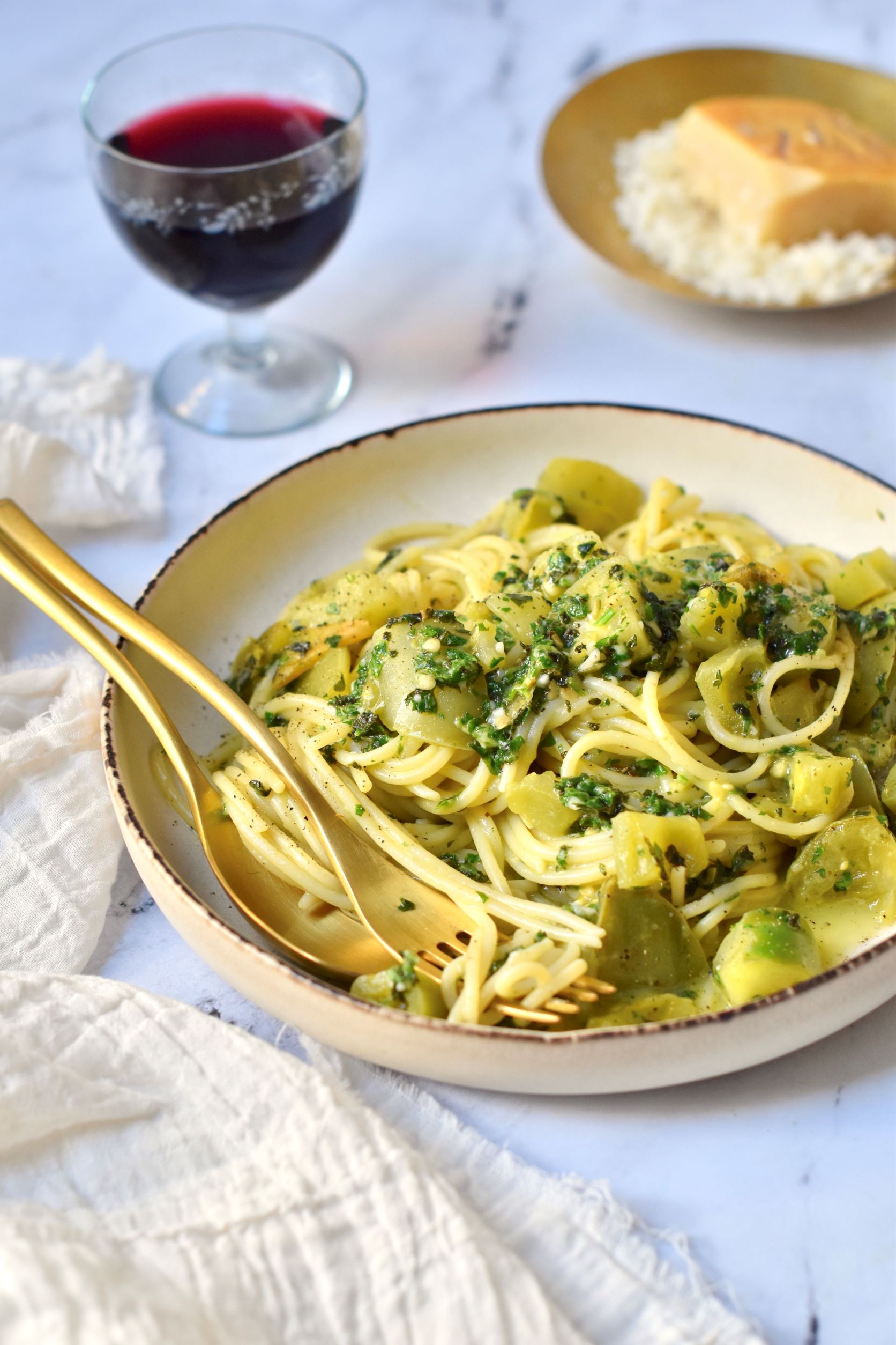 Green Tomato Pesto Pasta Sauce - Edible Nashville