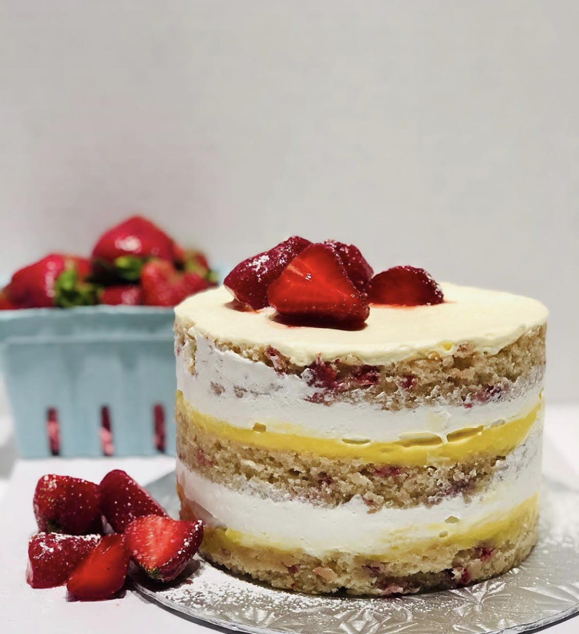Strawberry Olive Oil Cake with Lemon Curd and Whipped Cream - Edible Nashville